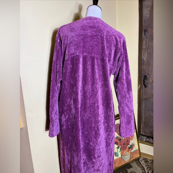 STAN HERMAN Chenille Robe Rose Pink Size XL Vintage Half-Zip Pockets Soft Cozy - Picture 7 of 14